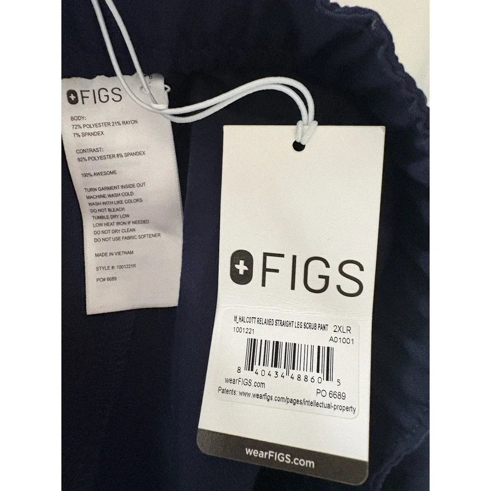 FIGS Halcott Relaxed Straight Leg Men's Scrub Pants 2XL Regular Navy Blue New